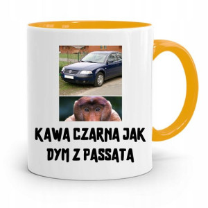 Kubek Żółty Śmieszny Zabawny Kawa Czarna Jak Pasat