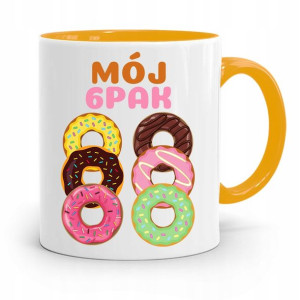 Kubek Żółty Śmieszny Zabawny Mój 6pak Pączki
