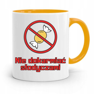 Kubek Żółty Śmieszny Zabawny Nie Dokarmiać Prezent