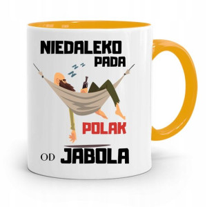 Kubek Żółty Śmieszny Zabawny Niedaleko Pada Polak