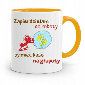 Kubek Żółty Śmieszny Zabawny Zapierdzielam Prezent