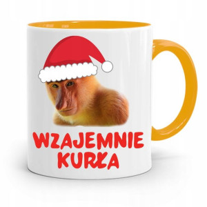 Kubek Żółty Świąteczny Pod Choinkę Na Mikołaja