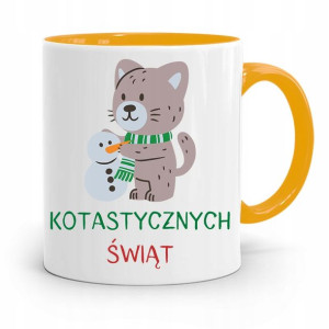 Kubek Żółty Świąteczny Pod Choinkę Na Mikołaja