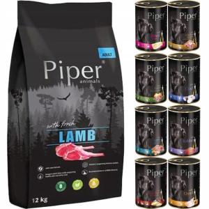 Piper z jagnięciną 12kg + MIX smaków 8x400g