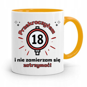 Na Urodziny 18 18te 18-te Kubek Żółty Prezent
