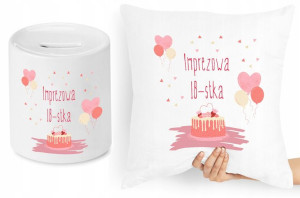 Na Urodziny 18 Zestaw Poduszka + Skarbonka Prezent