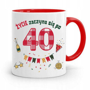 Na Urodziny 40 40te 40-te Kubek Czerwony Prezent