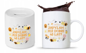 Na Urodziny 40 40te 40-te Zestaw Skarbonka + Kubek
