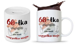 Na Urodziny 60 60te 60-te Zestaw Skarbonka + Kubek