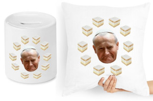 Papież Jan Paweł Ii Zestaw Poduszka + Skarbonka