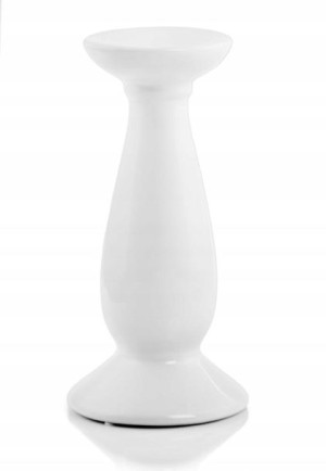 Biały elegancki Świecznik ceramiczny wys. 32cm