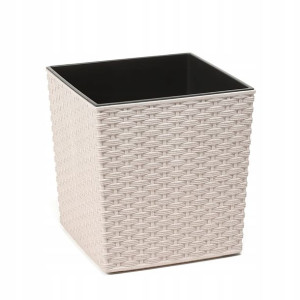 Donica Juka 30x30 Cm Rattan Eco Wood Kolor Biały