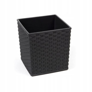 Donica Juka Średnica 30 Cm Rattan Czarny