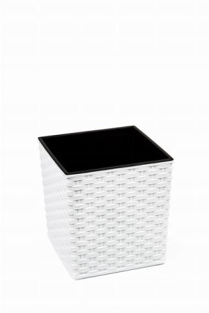 Donica Juka Średnica 19 Cm Rattan Kolor Biały