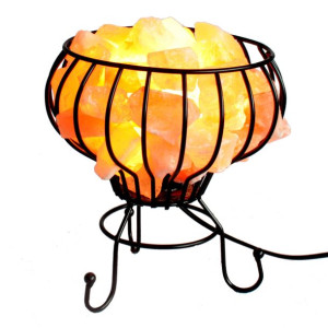 Lampa Solna W Koszyku Metalowym - Różowa