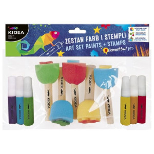 Zestaw farb i stempli 11el. Kidea
