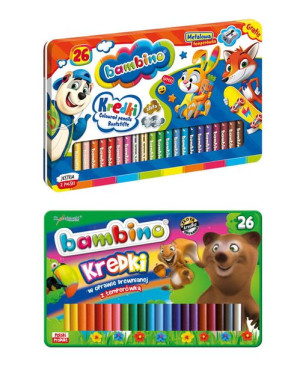 Kredki w oprawie drewnianej+ temperówka, 26 kolorów BAMBINO