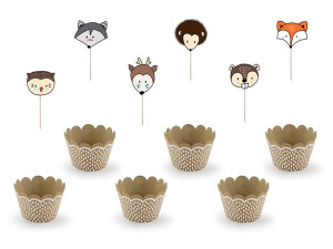 Zestaw do muffinek Woodland - 6 sztuk