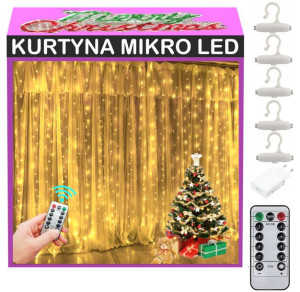 Kurtyna Świetlna 3X3M 300 LED Pilot + Haczyki