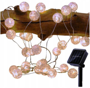 Lampki Solarne Ogrodowe Kulki Drucik LED Girlanda