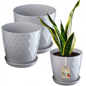Kadax Doniczka + Podstawka Szara Zestaw 25+30cm