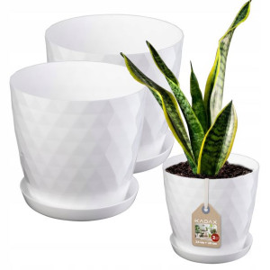 Kadax Doniczka + Podstawka Biała Zestaw 25+30cm