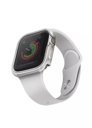 UNIQ etui Valencia Apple Watch Series 4/5/6/SE 44mm. srebrny/titanium silv