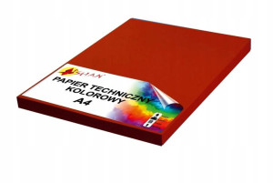 Papier techniczny A4 280g czerwony ciemny 50 ark