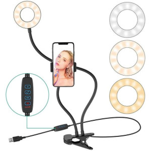 Lampka biurkowa 24 LED z klipsem Lampa z uchwytem na telefon do blatu