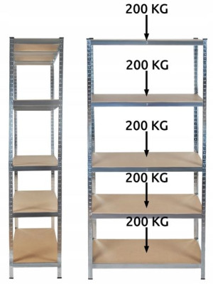 Regał Magazynowy Metalowy Ocynk MDF 220x100x45