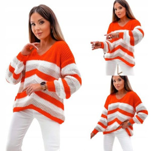 Asymetryczny sweterek w paski OVERSIZE