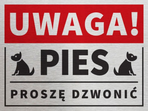 Tablica tabliczka UWAGA PIES PROSZĘ DZWONIĆ 20x15