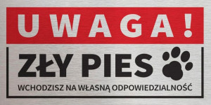 Tabliczka UWAGA ZŁY PIES 20x10