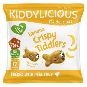 Chrupiące owocożelki bananowe w kształcie rybki Kiddylicious, 12g