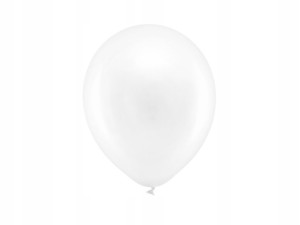 Balony 23cm metalizowane, białe,10 szt KOMUNIA