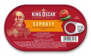 Szproty w sosie chilli King Oscar Konserwa 160g