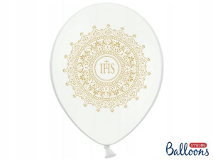 Balony 30cm, IHS,KOMUNIA (1 op. / 6 szt.)