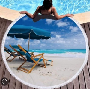 Duży Ręcznik Plażowy Okrągły Boho Kąpielowy Plaża
