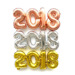 2018 Numer Balon Foliowy Złoto Srebro Szczęśliwego