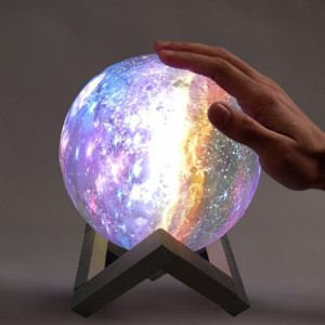 3D 7 Kolorów Księżycowa Lampa Led Drukuj Gwiazdkow