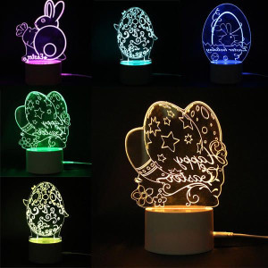 3D Illusion Pisanka Królik Led Lampka Nocna Usb Ko