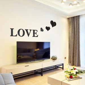 3D Multi-Color Love Silver Diy Kształt Lustro Nakl