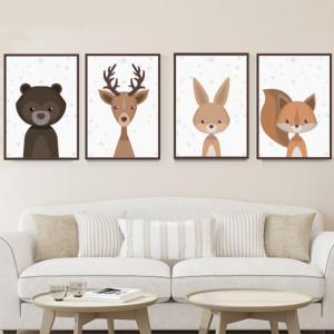 Cartoon Fox Animal Canvas Plakat Nordic Reprodukcj