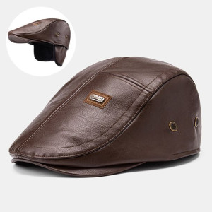 Collrown Men Faux Leather Retro Casual Nauszniki W