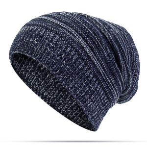 Damska Solidna Dzianina W Paski Skullies Beanie Ha