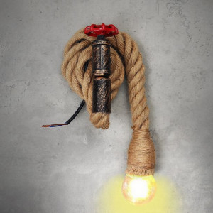 E27 Vintage Industrial Hemp Rope Pipe Kinkiet Kink