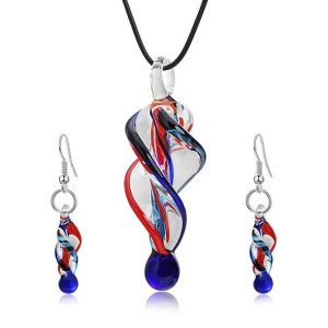 Fashion Crystal Glass Tornado Shape Pendant Neckla
