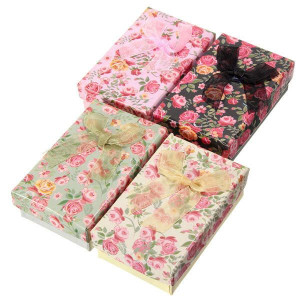 Flower Bowknot Naszyjnik Kolczyki Pierścień Biżute
