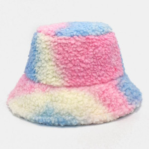 Kobiety Tie-Dye Mix Color Lamb Hair Warm Casual Cu