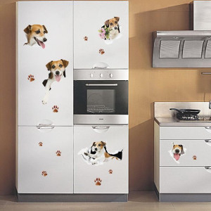 Kreatywna Kreskówka 3D Cute Dog Pvc Broken Wall St